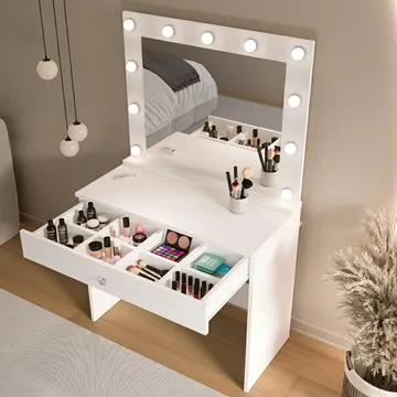 Yoren Sminkbord 80x147x42,5 cm - Vit - Möbler - Bord & matgrupper - Sminkbord & toalettbord
