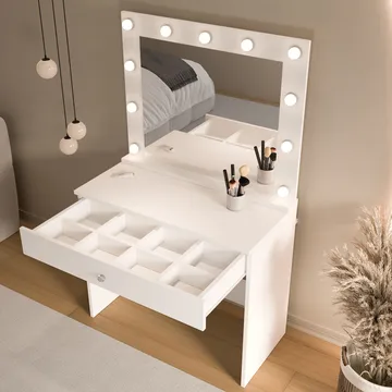Yoren Sminkbord 80x147x42,5 cm - Vit - Möbler - Bord & matgrupper - Sminkbord & toalettbord