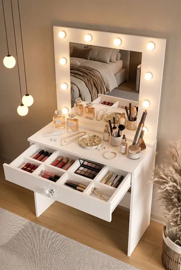 Yoren Sminkbord 80x147x42,5 cm - Vit - Möbler - Bord & matgrupper - Sminkbord & toalettbord
