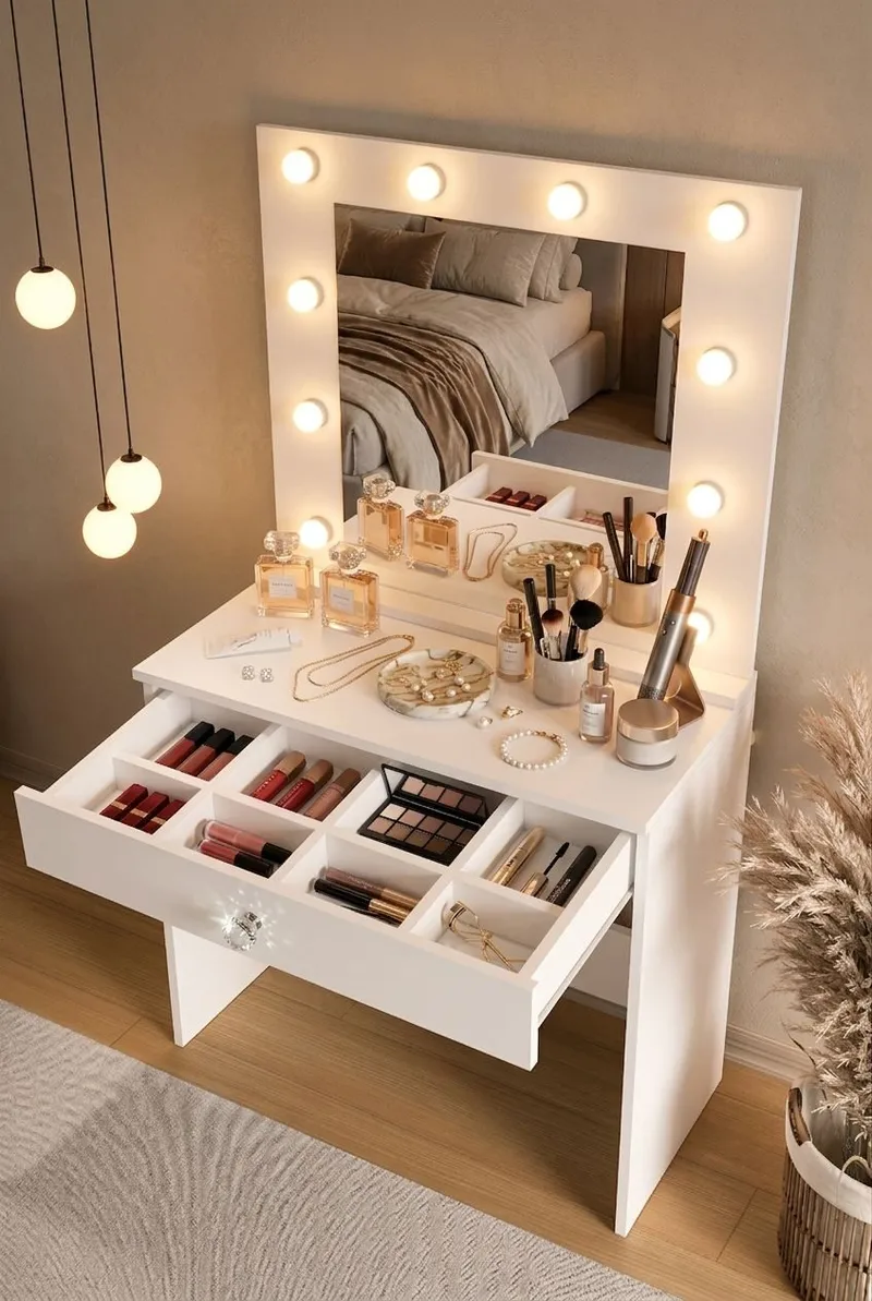 Yoren Sminkbord 80x147x42,5 cm - Vit - Möbler - Bord & matgrupper - Sminkbord & toalettbord
