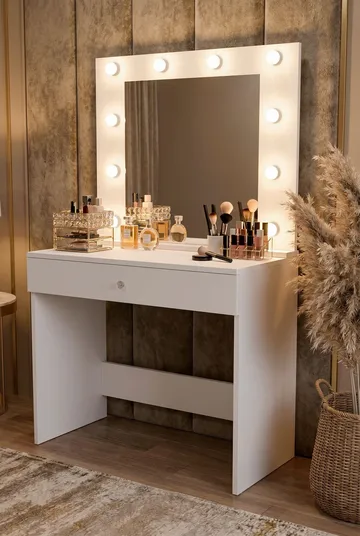 Yoren Sminkbord 80x147x42,5 cm - Vit - Möbler - Bord & matgrupper - Sminkbord & toalettbord