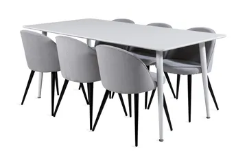 Ypas Matgrupp 180 cm inkl 6 Valeri Stolar - Vit/Grå - Möbler - Bord & matgrupper - Matgrupper