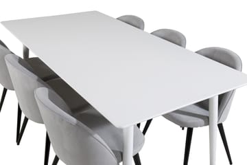 Ypas Matgrupp 180 cm inkl 6 Valeri Stolar - Vit/Grå - Möbler - Bord & matgrupper - Matgrupper
