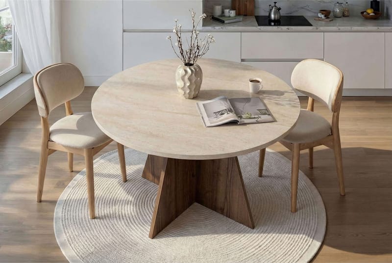 Zalen Matbord 120x75x120 cm - Travertine Walnut - Möbler - Bord & matgrupper - Matbord & köksbord