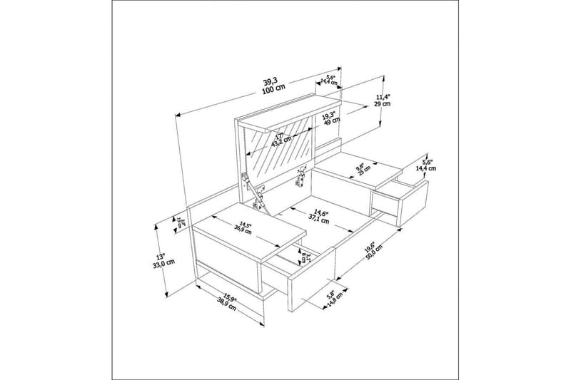 Zenn Sminkbord 100 cm - Antracit - Möbler - Bord & matgrupper - Sminkbord & toalettbord