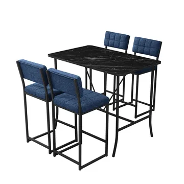 Cenanwesh Bargrupp Bord + 4 stolar - Marinblå Svart - Möbler - Bord & matgrupper