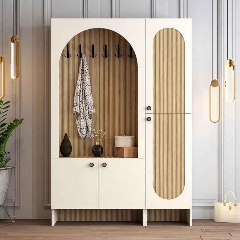 Ayleid Hallmöbel 200 cm - Kräm / Ek - Möbler - Hallmöbler - Möbelset för hall & entre