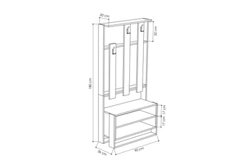 Bodsjö Klädförvaring 90 cm - Brun/Vit - Möbler - Hallmöbler - Möbelset för hall & entre
