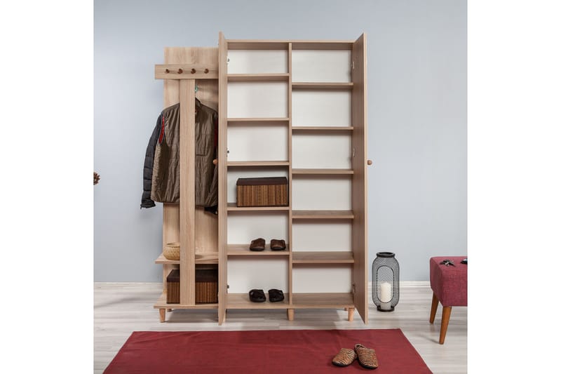 Brokind Klädförvaring 135 cm - Brun/Flerfärgad - Möbler - Hallmöbler - Möbelset för hall & entre