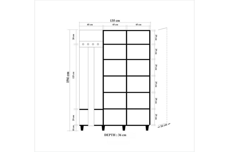 Brokind Klädförvaring 135 cm - Ek/Brun - Möbler - Hallmöbler - Möbelset för hall & entre