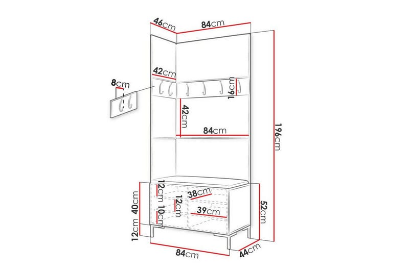 Dunvegan Hallmöbelset 84x46 cm - Brun - Möbler - Hallmöbler - Möbelset för hall & entre
