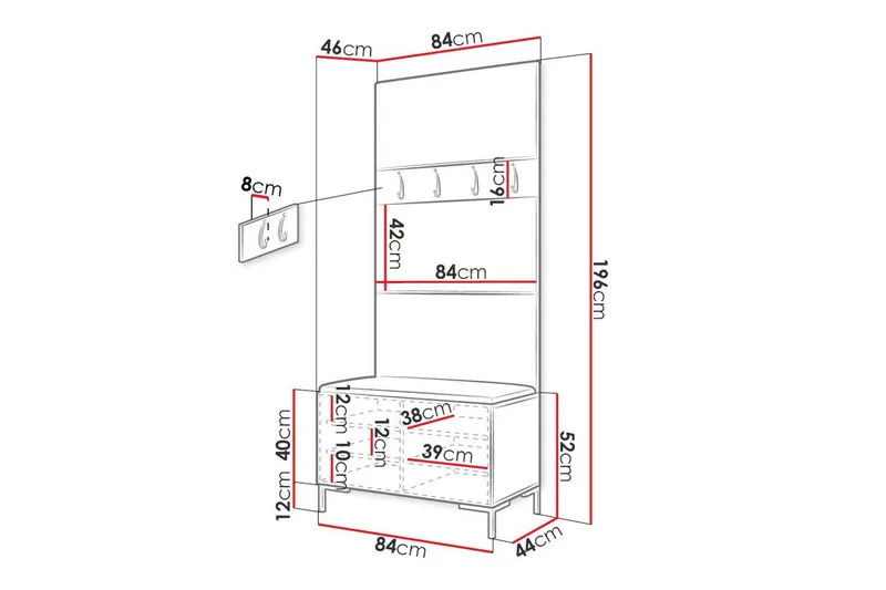 Dunvegan Hallmöbelset 84x46 cm - Svart - Möbler - Hallmöbler - Möbelset för hall & entre