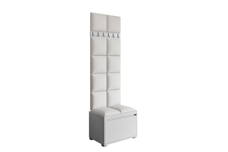 Grawis Sittbänk med 12-pack Väggdekoration 30x30 cm, Vit