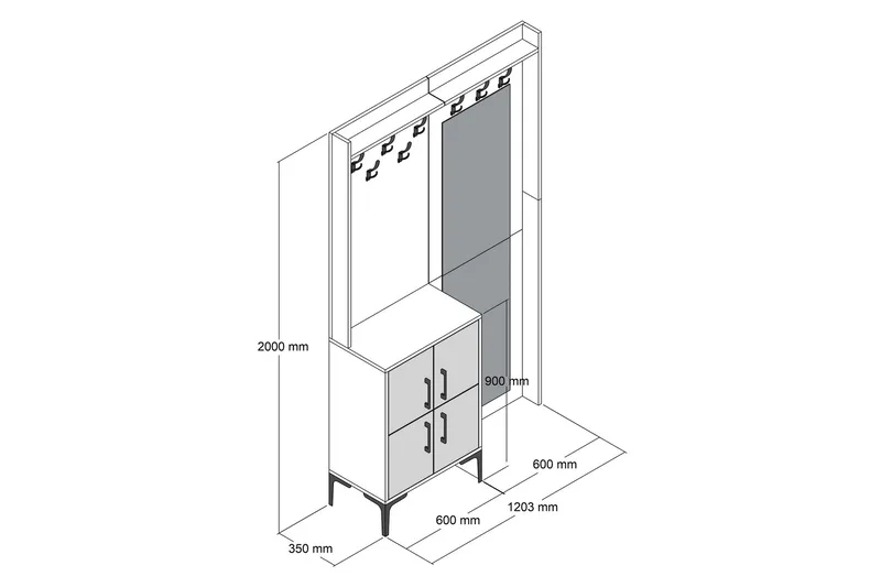 Retzow Hallmöbelset 120 cm - Brun/Vit - Möbler - Hallmöbler - Möbelset för hall & entre