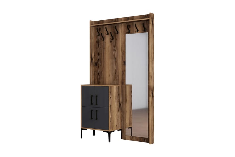 Retzow Hallmöbelset 120 cm - Mörkbrun/Antracit - Möbler - Hallmöbler - Möbelset för hall & entre