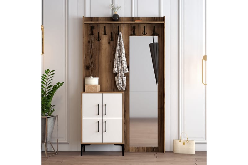 Retzow Hallmöbelset 120 cm - Mörkbrun/Vit - Möbler - Hallmöbler - Möbelset för hall & entre