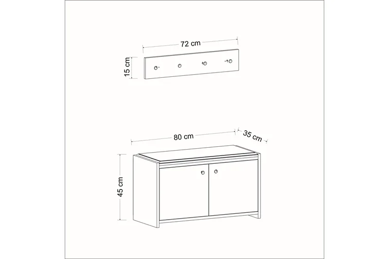 Ostwerwal Hallmöbelset Vit - Hanah Home - Möbler - Hallmöbler - Möbelset för hall & entre