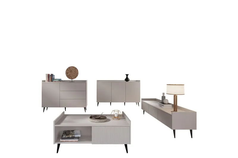 Chiku Möbelset För Vardagsrum - Beige - Möbler - Möbelset - Möbelset för vardagsrum