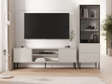 Claven Möbelset vardagsrum - Tv-bänk och vitrinskåp - beige - Möbler - Möbelset - Möbelset för vardagsrum