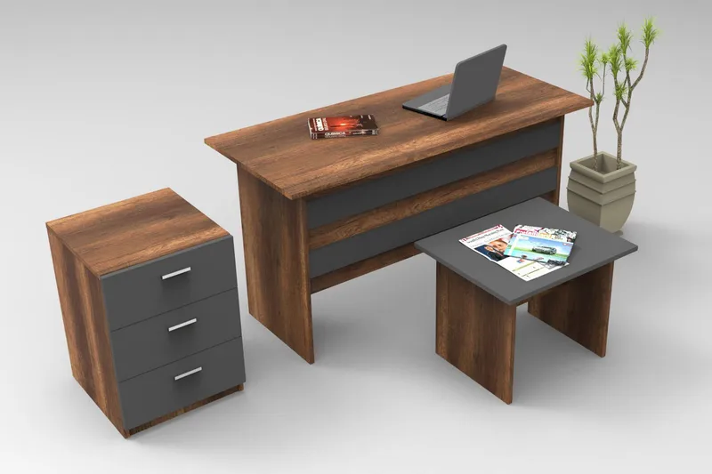 Oitver Möbelset Kontor, Teak/Antracit