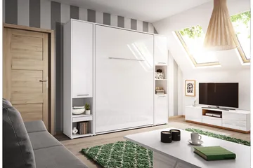 Concept Pro Sovrumsset sängskåp - Vit Högglans - Möbler - Möbelset - Möbelset för sovrum