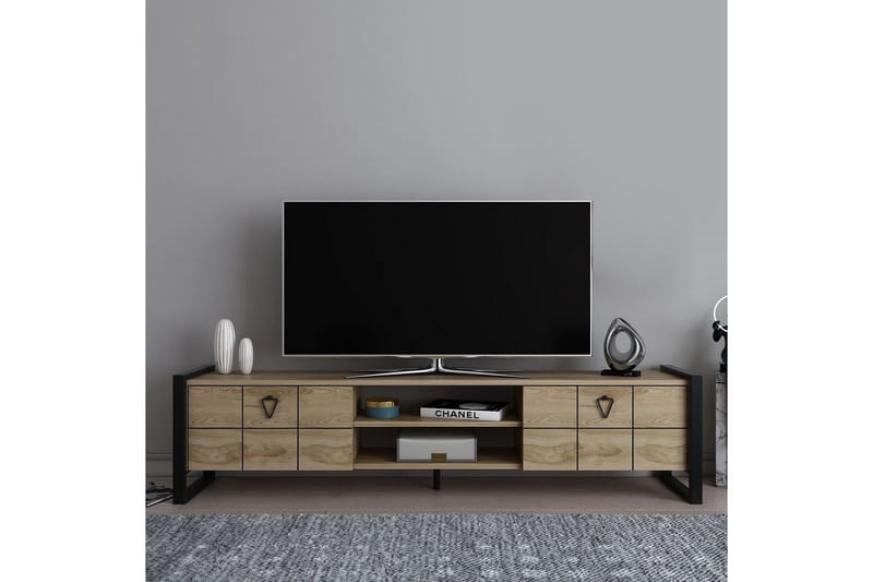 Abbas Golvstående Tv Bänk 184 cm med F örvaring i Ek - Beige - Möbler - Tv möbel & mediamöbel - TV bänk & mediabänk