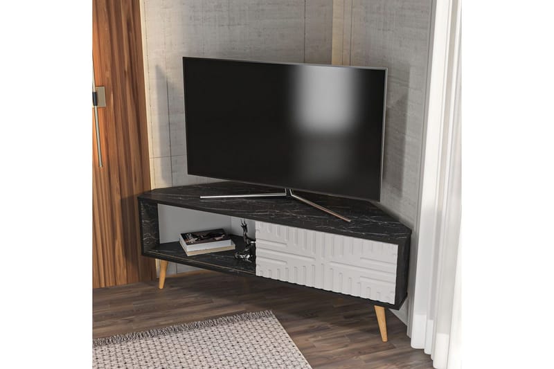 Abbas Tv-bänk 140 cm - Svart/Vit - Möbler - Tv möbel & mediamöbel - TV bänk & mediabänk