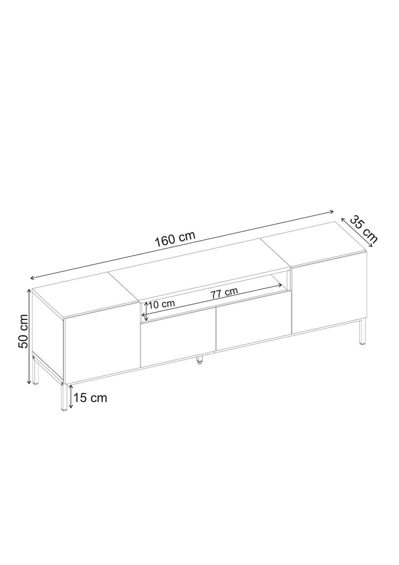 Arvold TV-bänk 160x50x35 cm - Milano Walnut och svart - Möbler - Tv möbel & mediamöbel - TV bänk & mediabänk