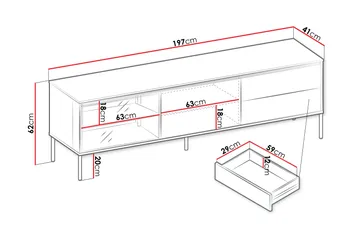 Basici Tv-bänk 197x41 cm - Grå/Grön - Möbler - Tv möbel & mediamöbel - TV bänk & mediabänk