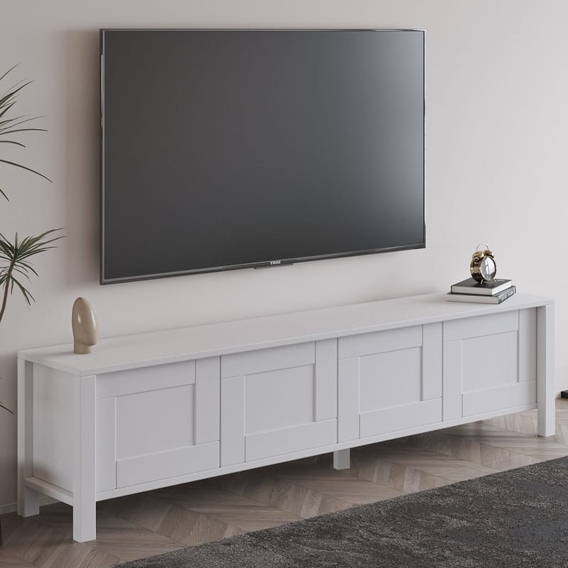 Belor TV-bänk 160x45x35 cm - Vit - Möbler - Tv möbel & mediamöbel - TV bänk & mediabänk