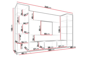 Bernice Tv-skåp 260x38 cm - Beige - Möbler - Tv möbel & mediamöbel - TV-möbelset