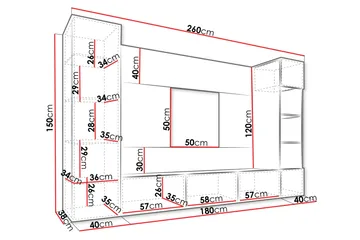 Bernice Tv-skåp 260x38 cm - Beige - Möbler - Tv möbel & mediamöbel - TV-möbelset