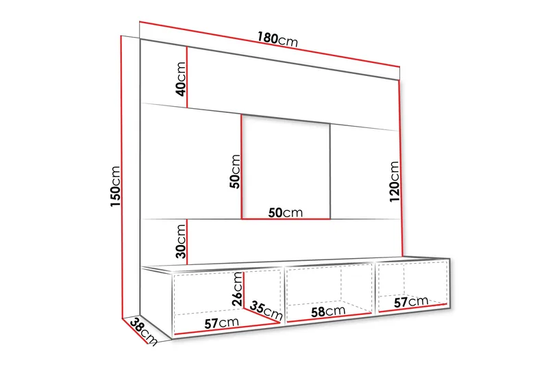 Bernice Tv-skåp 38x150 cm - Vit - Möbler - Tv möbel & mediamöbel - TV-möbelset