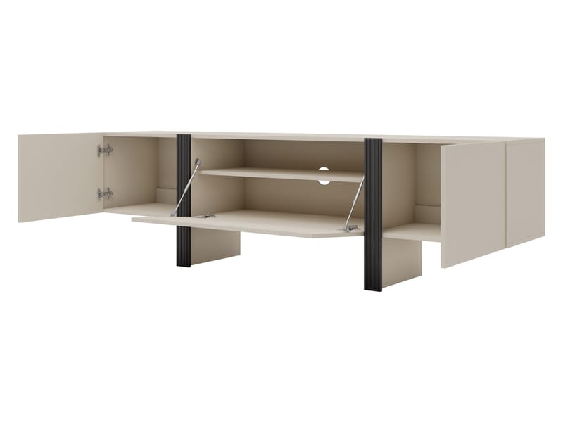 Calvenn Golvstående TV Bänk 200 cm med Förvaring i Målat Trä - Beige - Möbler - Tv möbel & mediamöbel - TV bänk & mediabänk