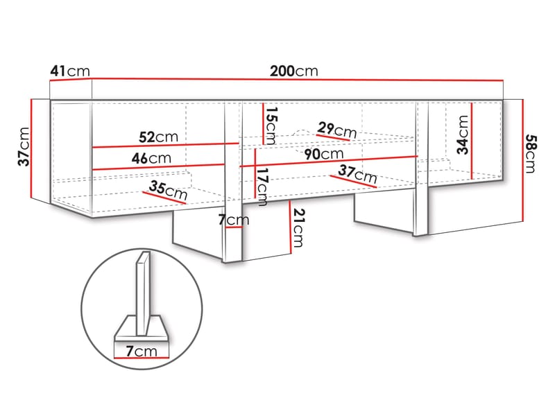 Calvenn Golvstående TV Bänk 200 cm med Förvaring i Målat Trä - Beige - Möbler - Tv möbel & mediamöbel - TV bänk & mediabänk