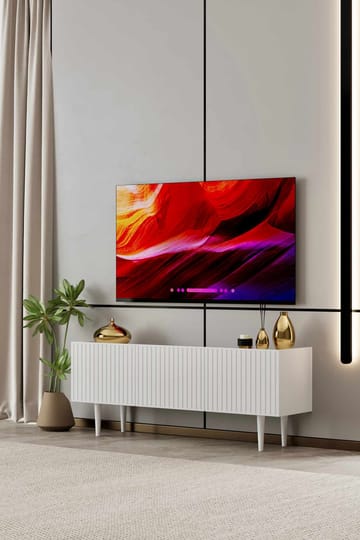 Capella Golvstående TV-bänk 120 cm med Förvaring i Målat Trä - Vit - Möbler - Tv möbel & mediamöbel - TV bänk & mediabänk