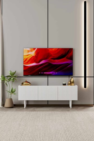 Capella Golvstående TV-bänk 120 cm med Förvaring i Målat Trä - Vit - Möbler - Tv möbel & mediamöbel - TV bänk & mediabänk