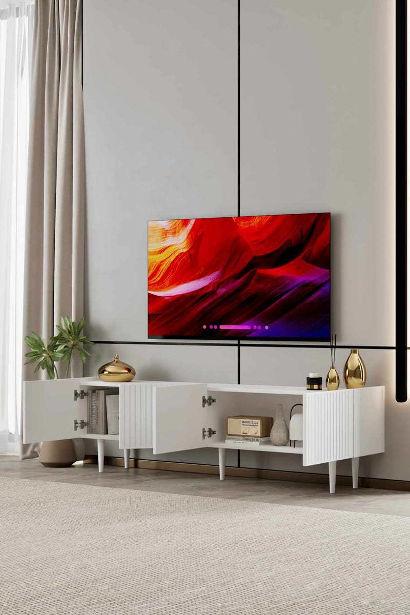 Capella TV-bänk 180x50x29 cm - Vit - Möbler - Tv möbel & mediamöbel - TV bänk & mediabänk