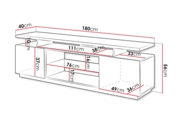 Ceasar Tv-bänk 180 cm - Svart - Möbler - Tv möbel & mediamöbel - TV bänk & mediabänk