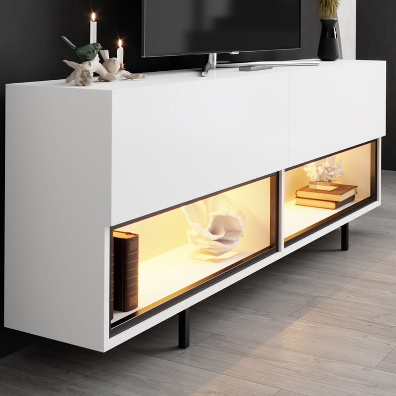 Cielieucel TV-bänk 180 cm - Vit - Möbler - Tv möbel & mediamöbel - TV bänk & mediabänk