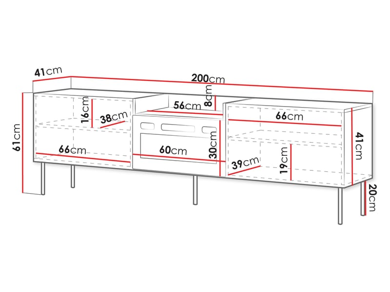Clarinor Tv-bänk 200 cm Eldstad med värmefunktion - Beige|svart - Möbler - Tv möbel & mediamöbel - TV bänk & mediabänk