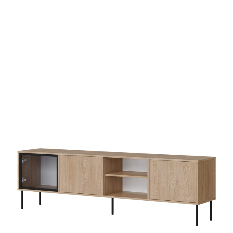 Claven Golvstående TV Bänk 201 cm med Förvaring i Ljust Trä - Beige - Möbler - Tv möbel & mediamöbel - TV bänk & mediabänk