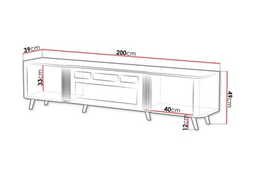 Clement Tv-bänk 200 cm - Svart/Brun - Möbler - Tv möbel & mediamöbel - TV bänk & mediabänk