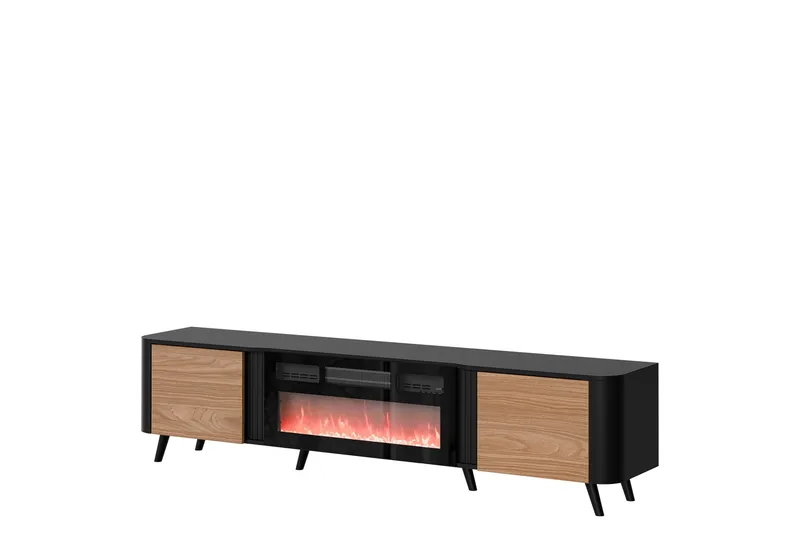 Clement Tv-bänk 200 cm, Svart/Brun