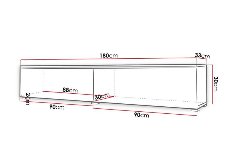Cuguen Tv-skåp 180 cm Vit LED - Vit - Möbler - Tv möbel & mediamöbel - TV bänk & mediabänk