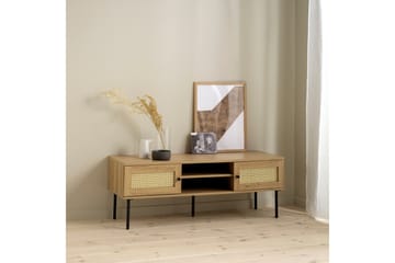Cyndy Golvstående TV Bänk 120 cm med Förvaring i Ljust Trä - Beige - Möbler - Tv möbel & mediamöbel - TV bänk & mediabänk