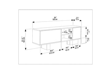 Dargaville Tv-bänk 150 cm - Valnöt/Travertine - Möbler - Tv möbel & mediamöbel - TV bänk & mediabänk