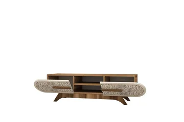 Defneia Tv-bänk 145 cm - Valnöt/Cream - Möbler - Tv möbel & mediamöbel - TV bänk & mediabänk