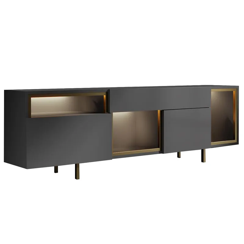 Denvar TV-bänk 180x55x32 cm - antracit och guld - Möbler - Tv möbel & mediamöbel - TV bänk & mediabänk