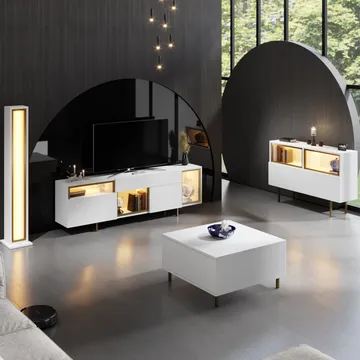 Denvar TV-bänk 180x55x32 cm - vit/guld - Möbler - Tv möbel & mediamöbel - TV bänk & mediabänk